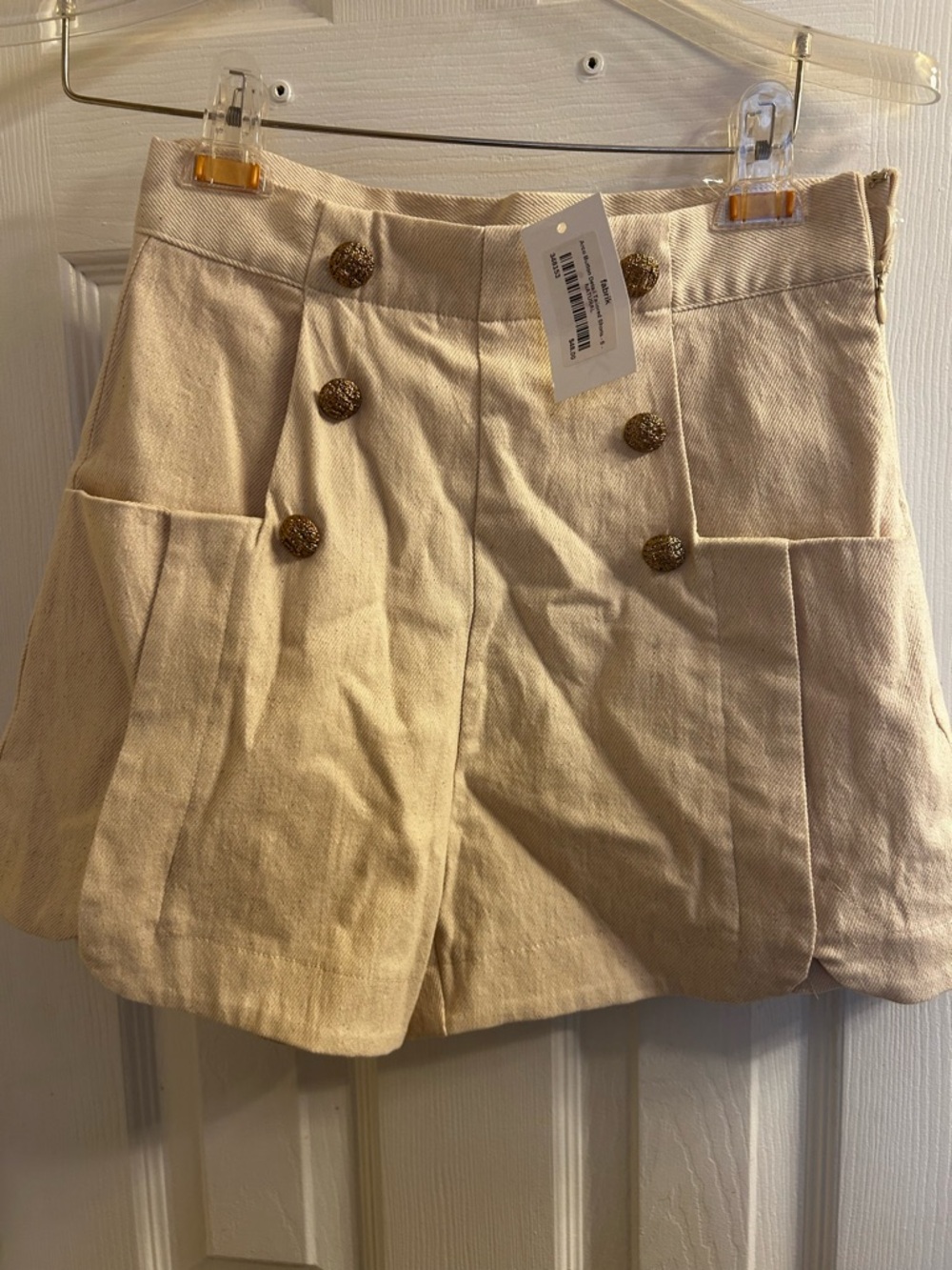 fab'rik Cream Shorts Button with Gold Buttobs